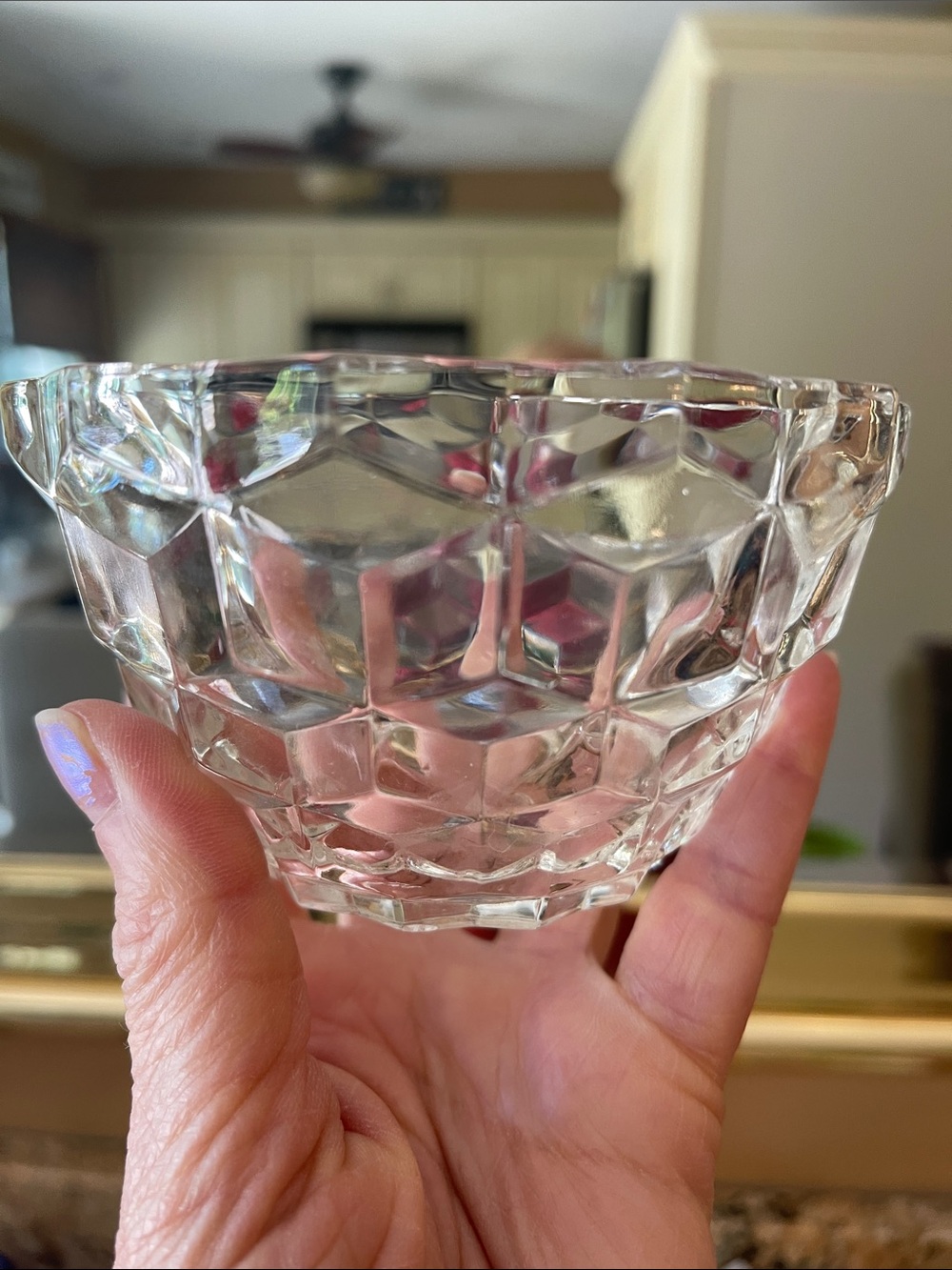 Vintage!Jeanette glassCo.Faceted Clear Pressed Glass Dessert custard Bowls/Set 2